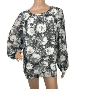 NWT Talbots Floral Print‎ Long Bishop Sleeve Blouse Top Size XL Career Office
